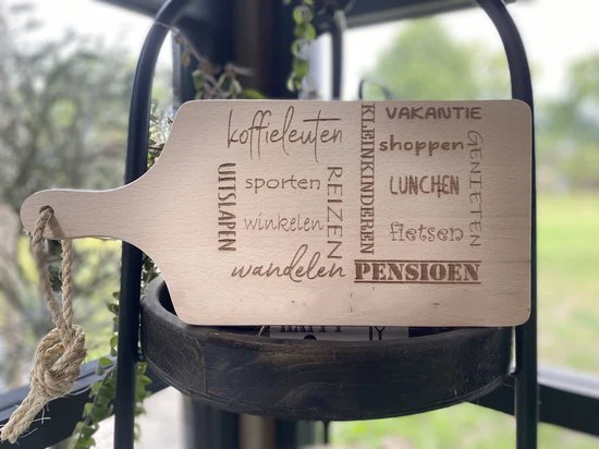 Serveerplankje 35 cm Pensioen met personalisatie