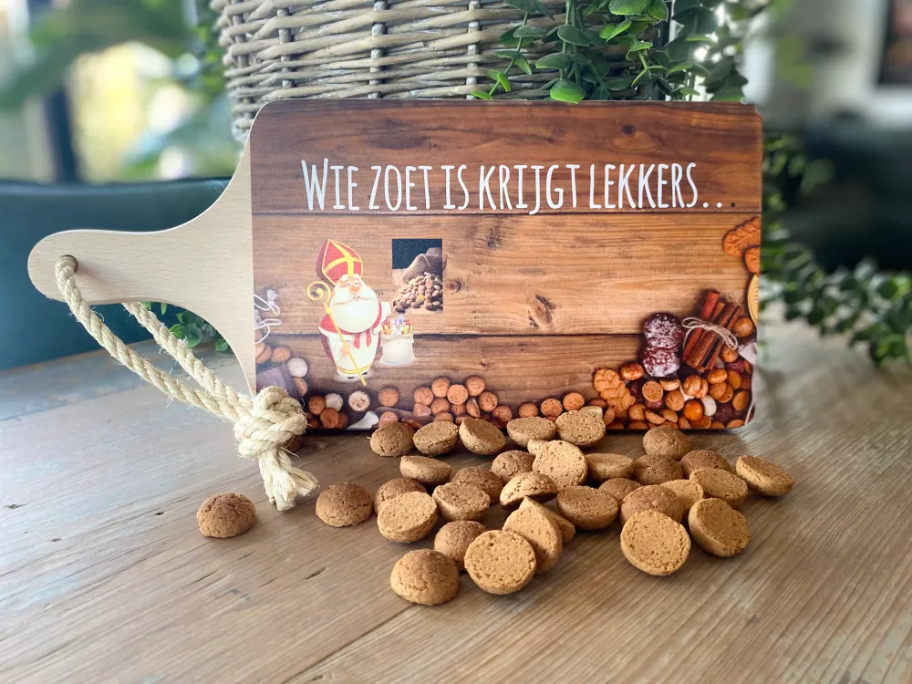 Serveerplankje 35 cm Sinterklaas Wie zoet is krijgt lekkers