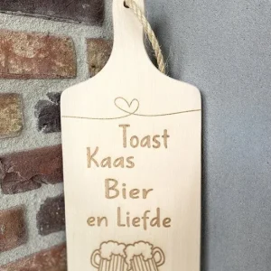 Serveerplankje 35 cm Toast, Kaas, Bier en Liefde