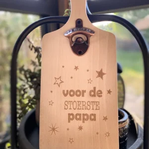 Serveerplankje 35 cm Voor de stoerste papa met opener