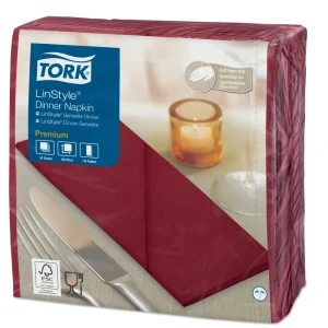 Servet Tork LinStyle 8-vouw bordeaux 600st 478148