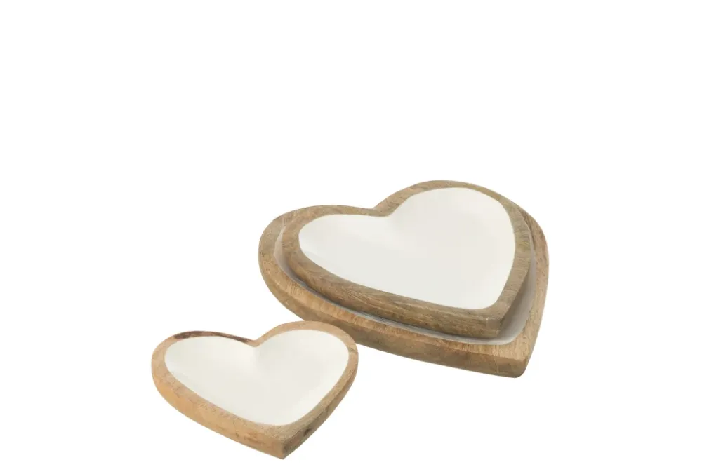 Set van 3 borden Hart Mangohout Wit/Natuurlijk