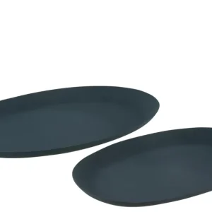 Set van 2 borden Ovaal IJzer Blauw