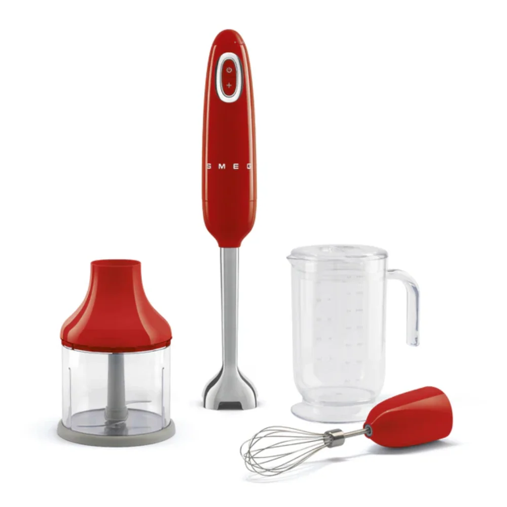 Smeg HBF03RDEU Handblender - 700 W - Turbo functie - 5 snelheden - Met accessoires - Rood