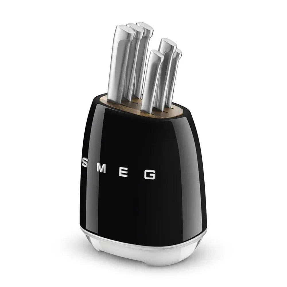 SMEG - Messenblok met 6 messen Zwart