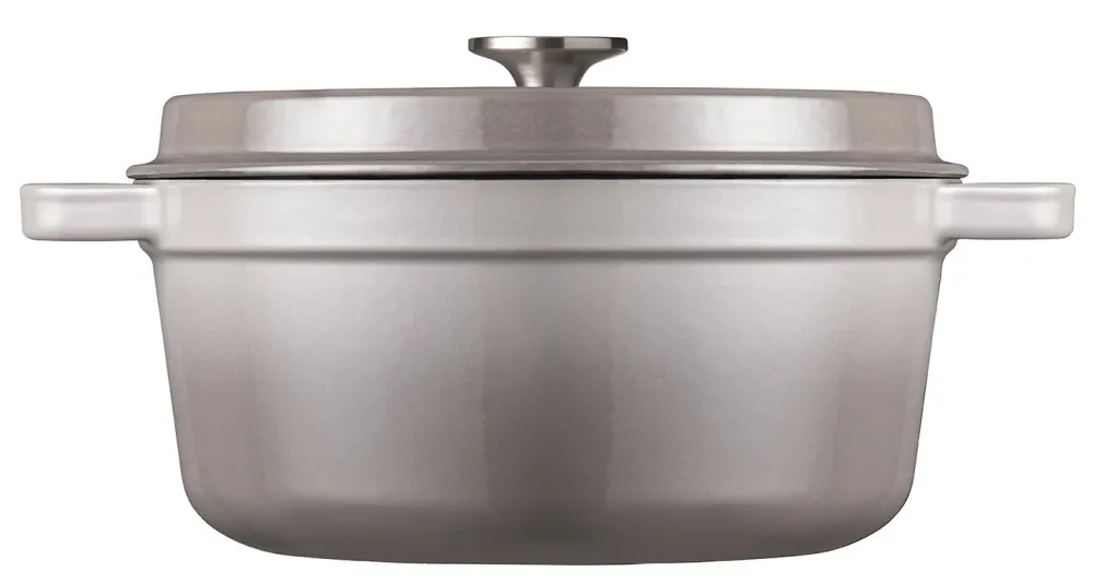 Sola Braadpan met deksel Gietijzer - Grijs - ø 24 cm / 3.2 Liter - geëmailleerde anti-aanbaklaag