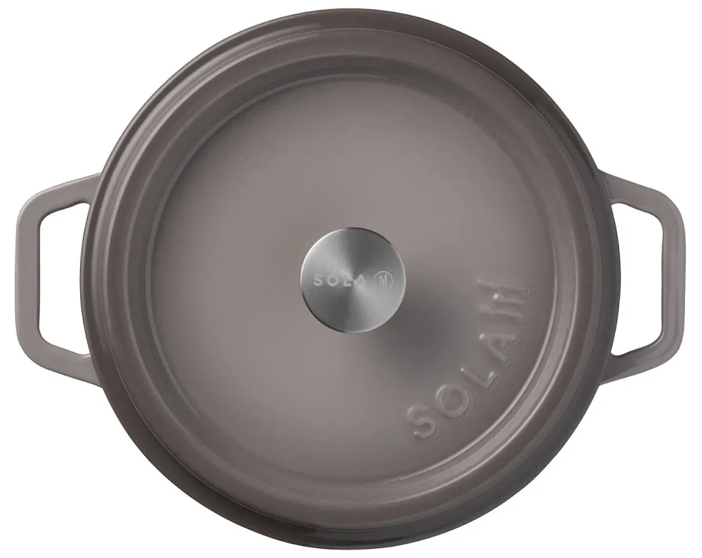 Sola Braadpan met deksel Gietijzer - Grijs - ø 24 cm / 3.2 Liter - geëmailleerde anti-aanbaklaag