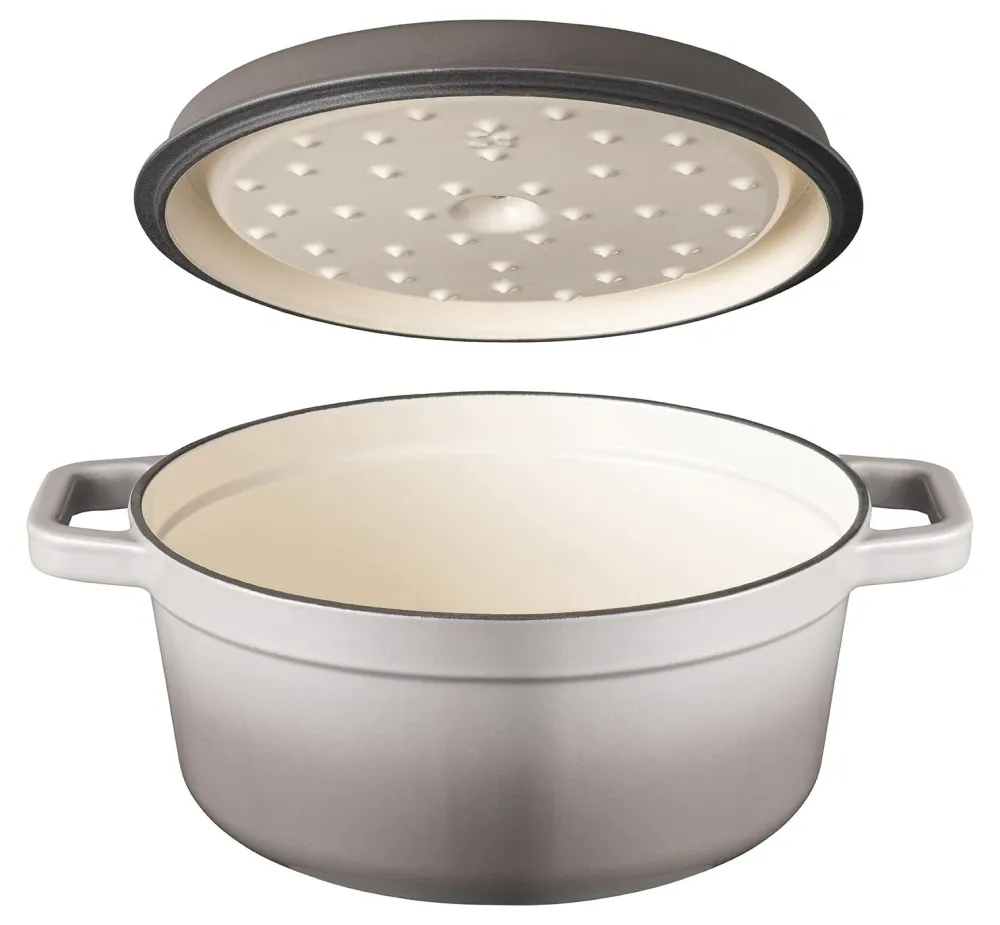 Sola Braadpan met deksel Gietijzer - Grijs - ø 28 cm / 5 Liter - geëmailleerde anti-aanbaklaag