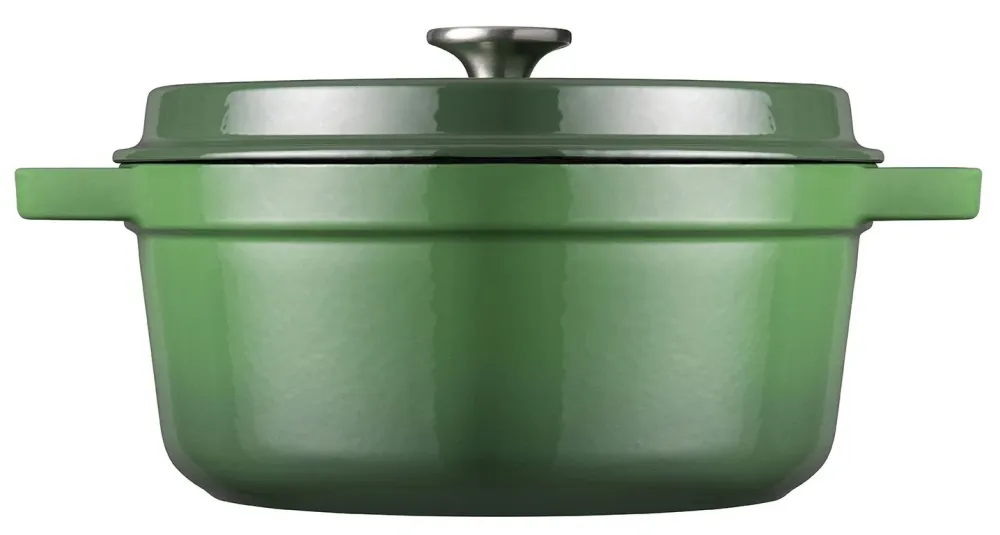 Sola Braadpan met deksel Gietijzer - Groen - ø 28 cm / 5 Liter - geëmailleerde anti-aanbaklaag