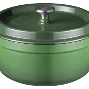 Sola Braadpan met deksel Gietijzer - Groen - ø 24 cm / 3.2 Liter - geëmailleerde anti-aanbaklaag
