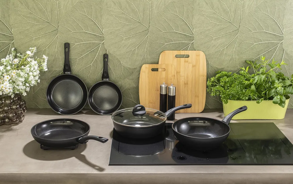Sola Hapjespan / Sauteerpan met deksel Stonehenge ø 28 cm - keramische anti-aanbaklaag