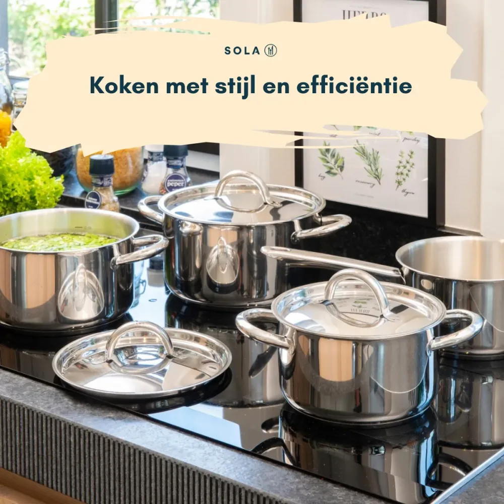 Sola Pannenset Blizz 4-Delig RVS - Kookpan ø 16, 18, 20 cm & Steelpan ø 16 cm - geschikt voor alle warmtebronnen