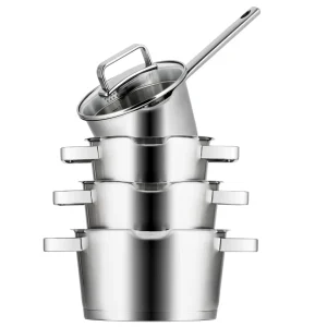Sola Pannenset Diamond 4-Delig RVS - Downdraft geschikt - Kookpan ø 16, 18, 20 cm & Steelpan ø 16 cm - geschikt voor alle...