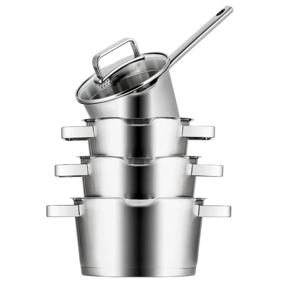 Sola Pannenset Diamond 4-Delig RVS - Downdraft geschikt - Kookpan ø 16, 18, 20 cm & Steelpan ø 16 cm - geschikt voor alle...