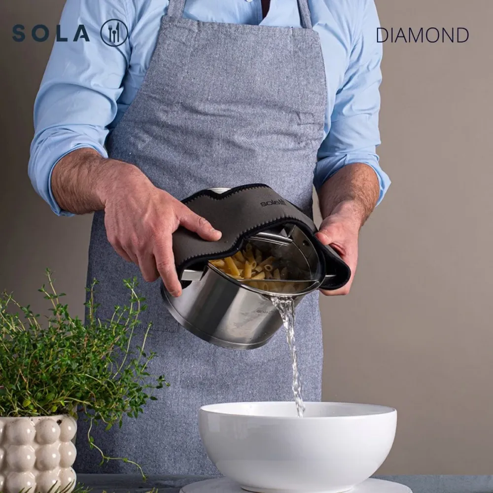 Sola Pannenset Diamond 4-Delig RVS - Downdraft geschikt - Kookpan ø 16, 18, 20 cm & Steelpan ø 16 cm - geschikt voor alle...