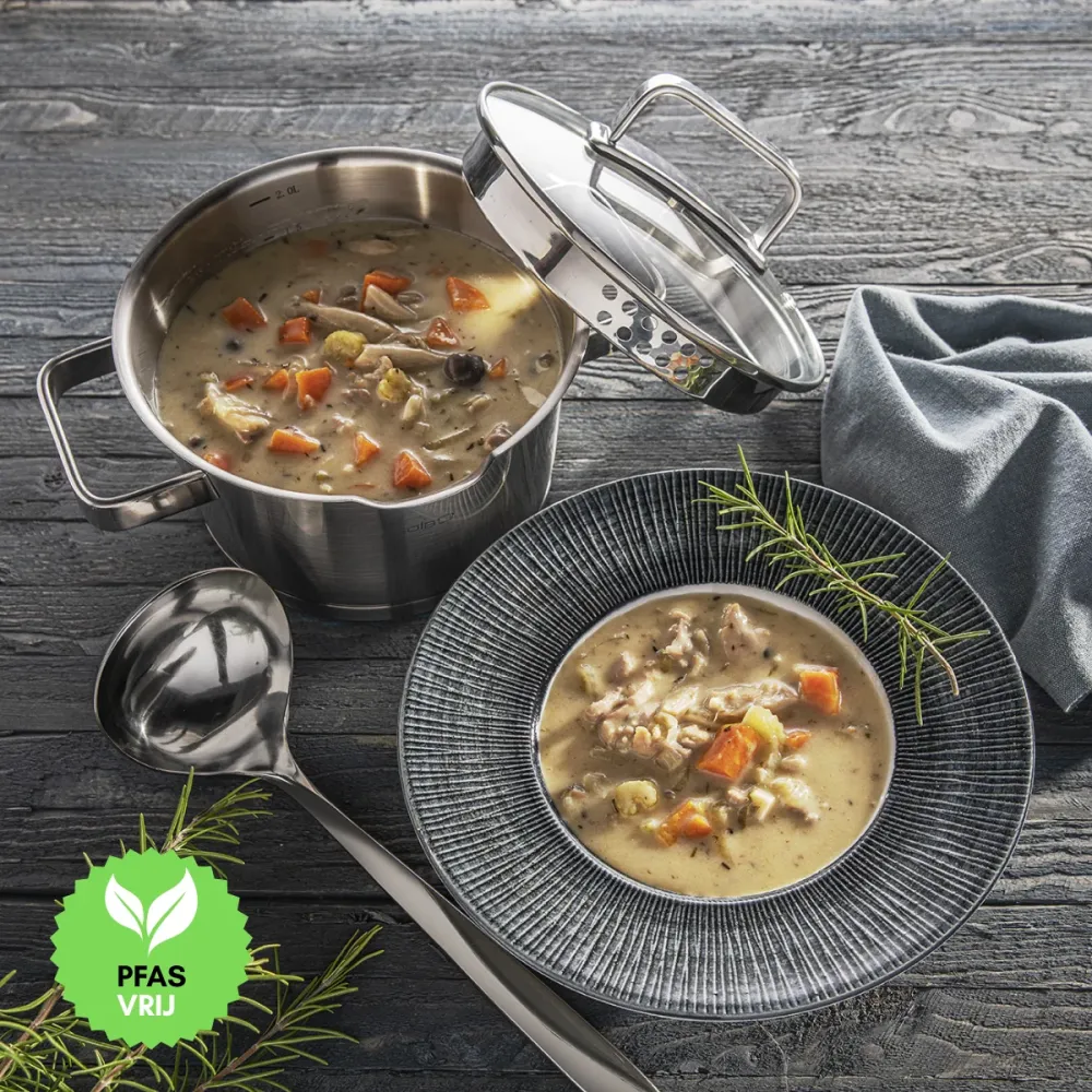 Sola Pannenset Diamond 4-Delig RVS - Downdraft geschikt - Kookpan ø 16, 18, 20 cm & Steelpan ø 16 cm - geschikt voor alle...
