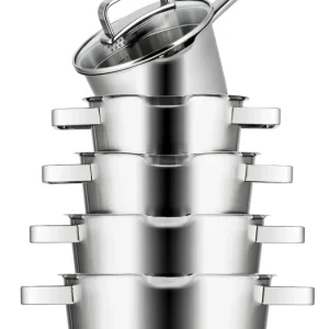 Sola Pannenset Diamond 5-Delig RVS - Downdraft geschikt - Kookpan ø 16, 18, 20, 24 cm & Steelpan ø 16 cm - geschikt voor a...