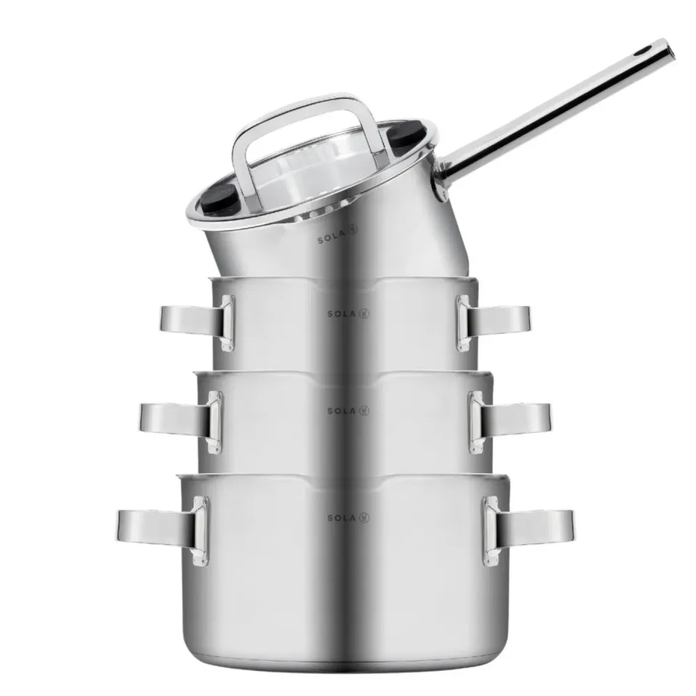 Sola Pannenset Juvia 4-Delig RVS - Downdraft geschikt - Kookpan ø 16, 18, 20 cm & Steelpan ø 16 cm - geschikt voor alle wa...
