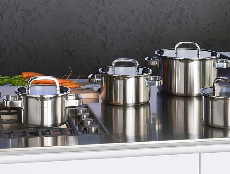 Sola Pannenset Juvia 4-Delig RVS - Downdraft geschikt - Kookpan ø 16, 18, 20 cm & Steelpan ø 16 cm - geschikt voor alle wa...