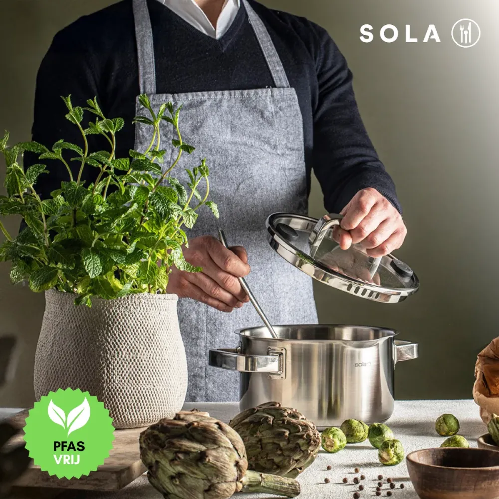 Sola Pannenset Juvia 5-Delig RVS - Downdraft geschikt - Kookpan ø 16, 18, 20, 24 cm & Steelpan ø 16 cm - geschikt voor all...