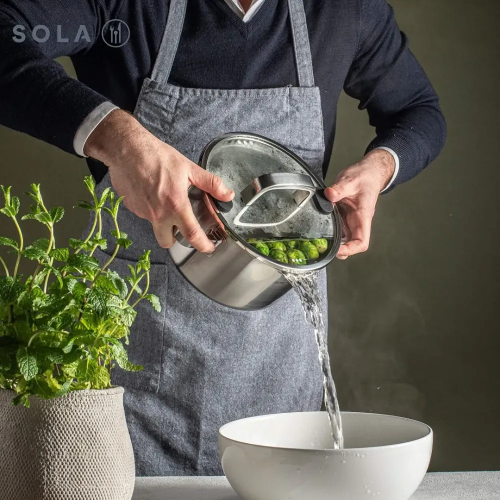 Sola Pannenset Juvia 5-Delig RVS - Downdraft geschikt - Kookpan ø 16, 18, 20, 24 cm & Steelpan ø 16 cm - geschikt voor all...