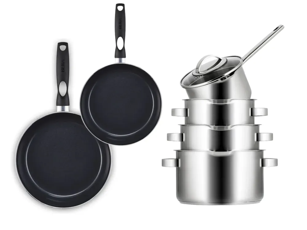 Sola Pannenset Pearl 6-Delig RVS - Downdraft geschikt - Kookpan ø 16, 18, 20 cm & Steelpan ø 16 cm + BEKA Koekenpan 24, 28...
