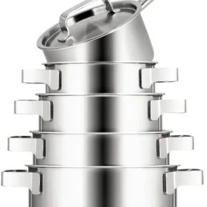 Sola Pannenset Ruby 5-Delig Premium Triply RVS - Kookpan ø 16, 18, 20, 24 cm & Steelpan ø 16 cm - geschikt voor alle warmt...