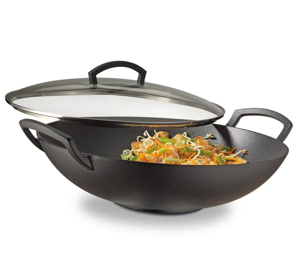 Spring Wok gietijzer met glazen deksel en accessoires - Ø350mm