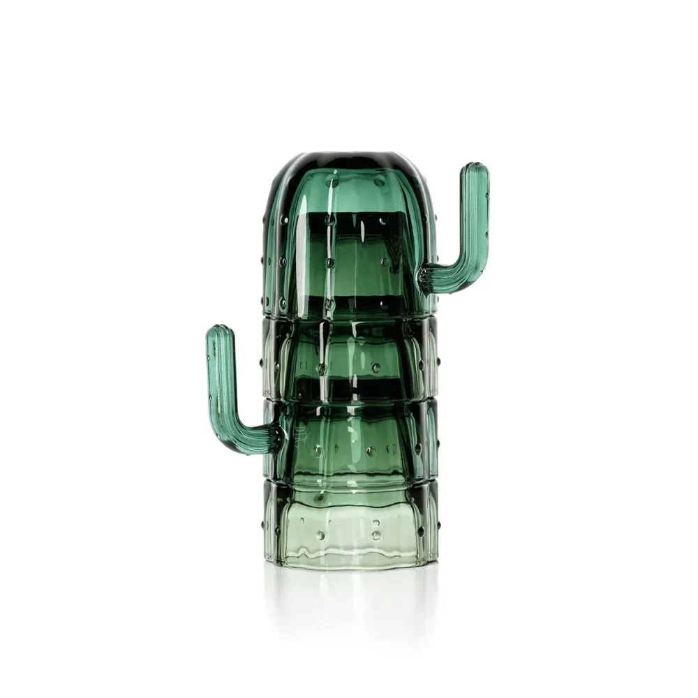 De Stack--Cactus Glazen - Groen - Set van 4