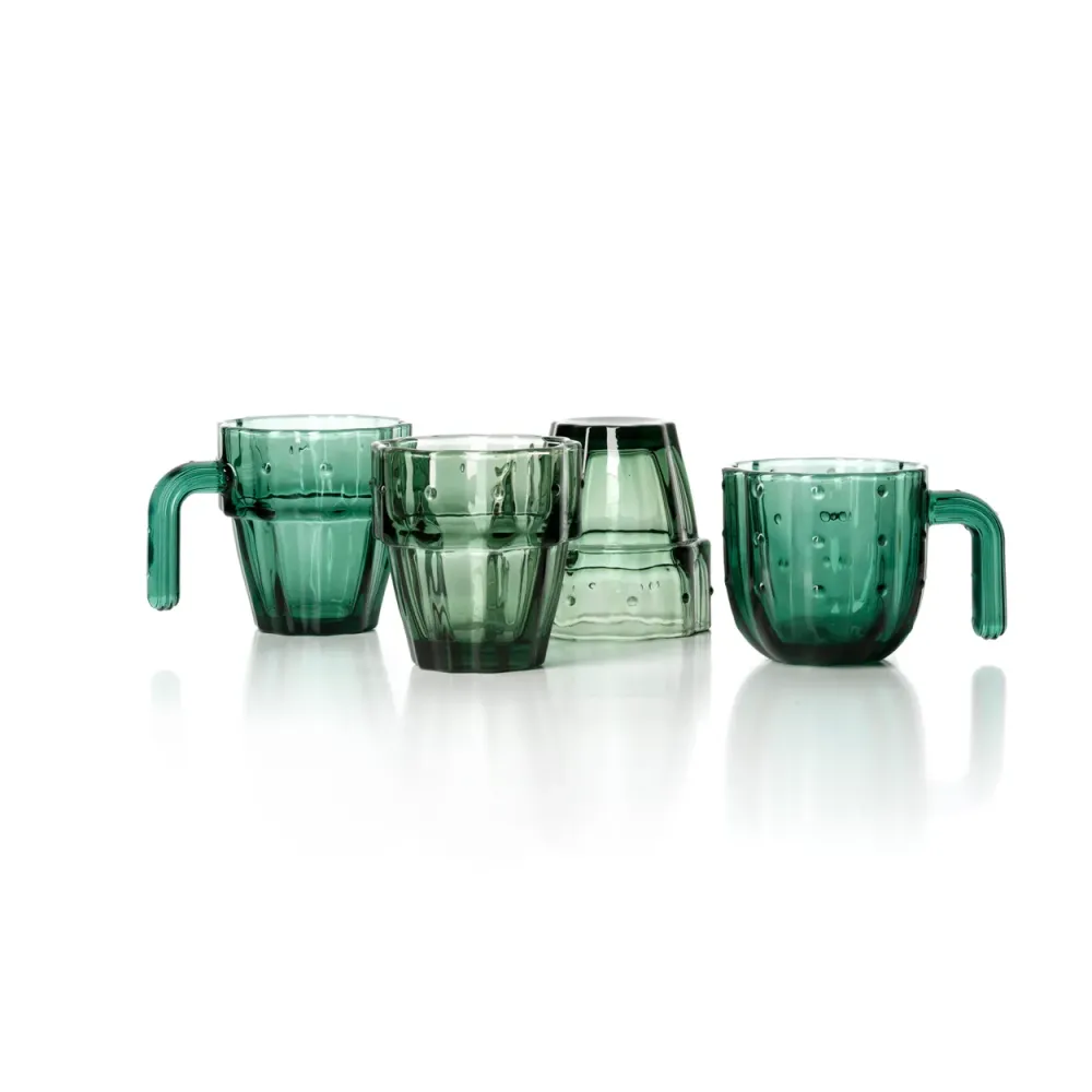 De Stack--Cactus Glazen - Groen - Set van 4