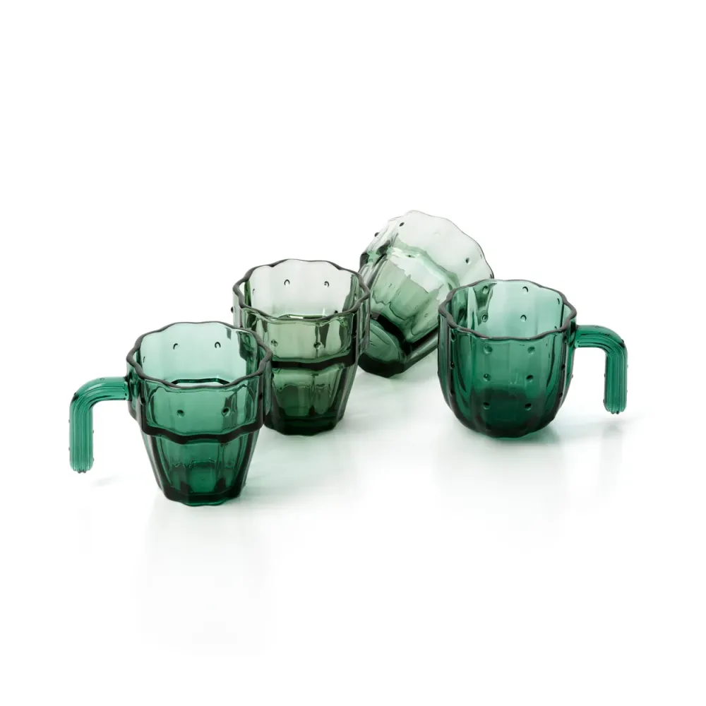 De Stack--Cactus Glazen - Groen - Set van 4