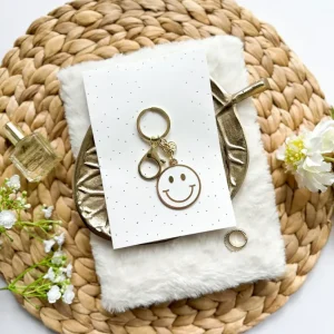 Sleutelhanger witte smiley Stationery & Gift
