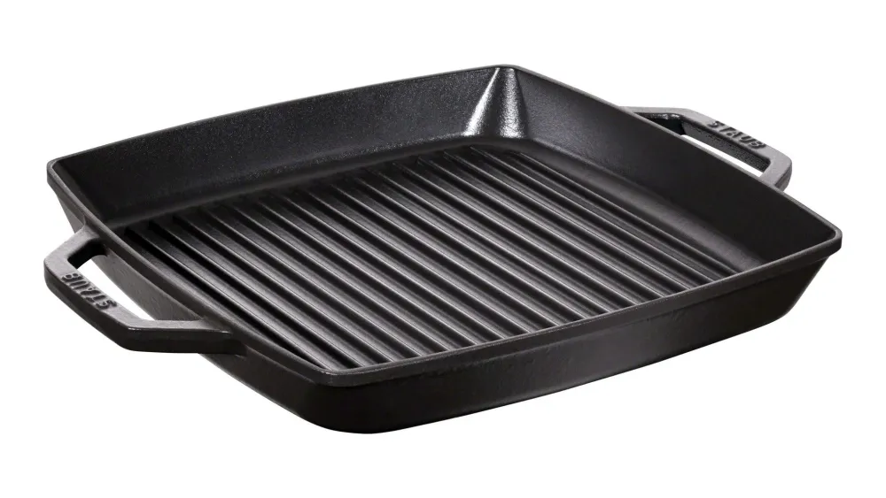Staub Grillpan 2 grepen , vierkant 33 x 33 cm - zwart