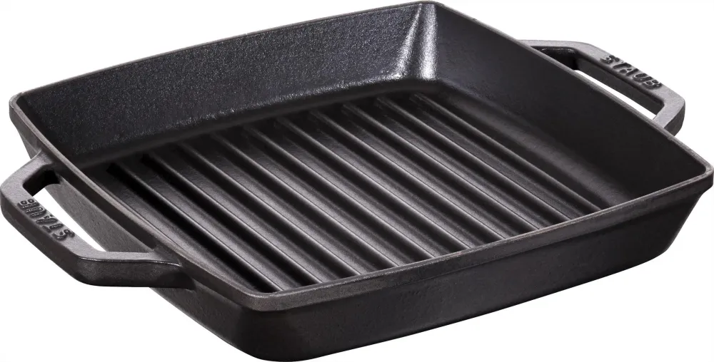 Staub Grillpan 2 grepen , vierkant 23 x 23 cm - zwart