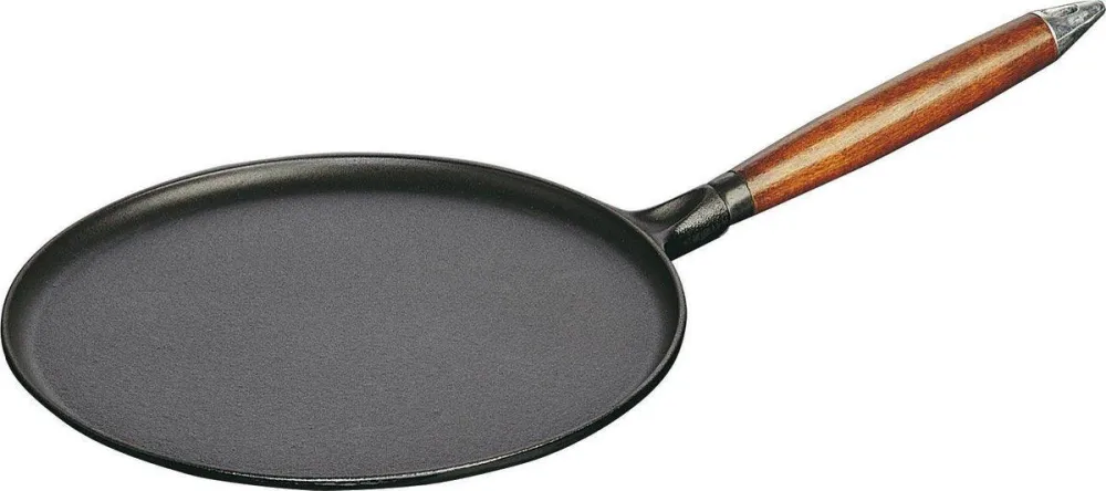 Staub Pannenkoekenpan houten greep 28 cm - zwart