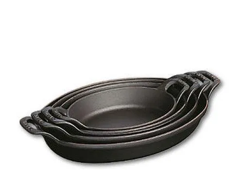 Staub stapelbare schotels , ovaal 28 cm - zwart