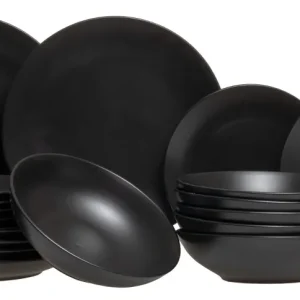 Studio Tavola Serviesset Black Tie 18-delig / 6 personen - 6 ontbijt/dessertborden, 6 diepe borden en 6 dinerborden