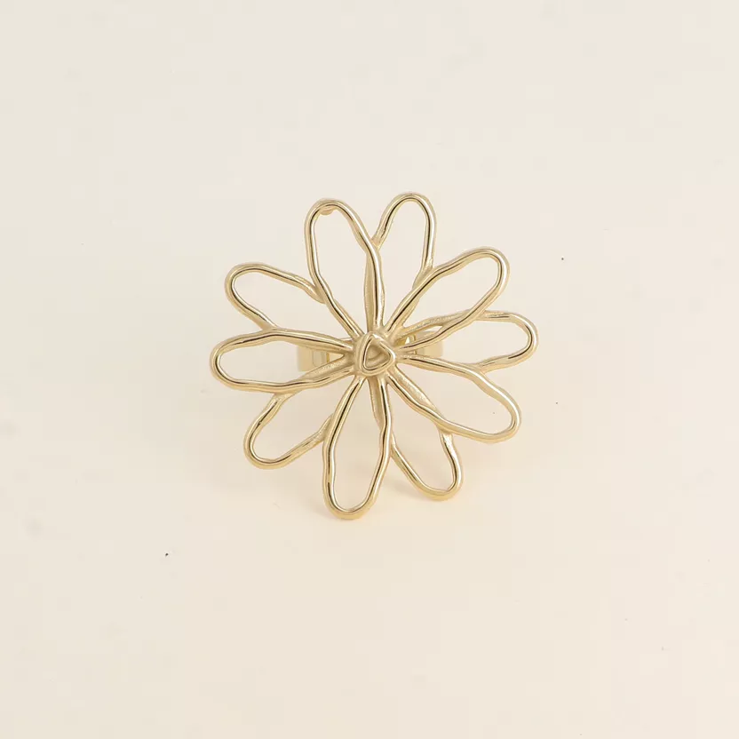 Ring Open Flower goud Sunset Fashion