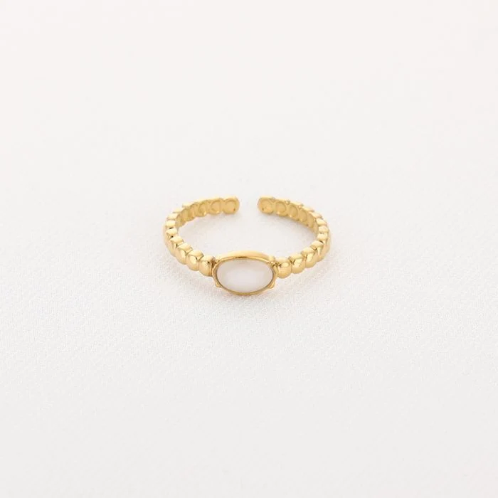 Ring White Stone goud Sunset Fashion