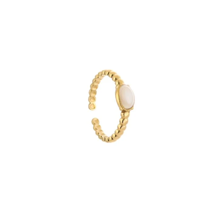 Ring White Stone goud Sunset Fashion