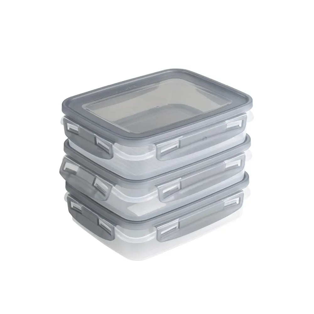 Sunware Club Cuisine diepvriesdozenset met clips set van 3 0,7L transparant grijs