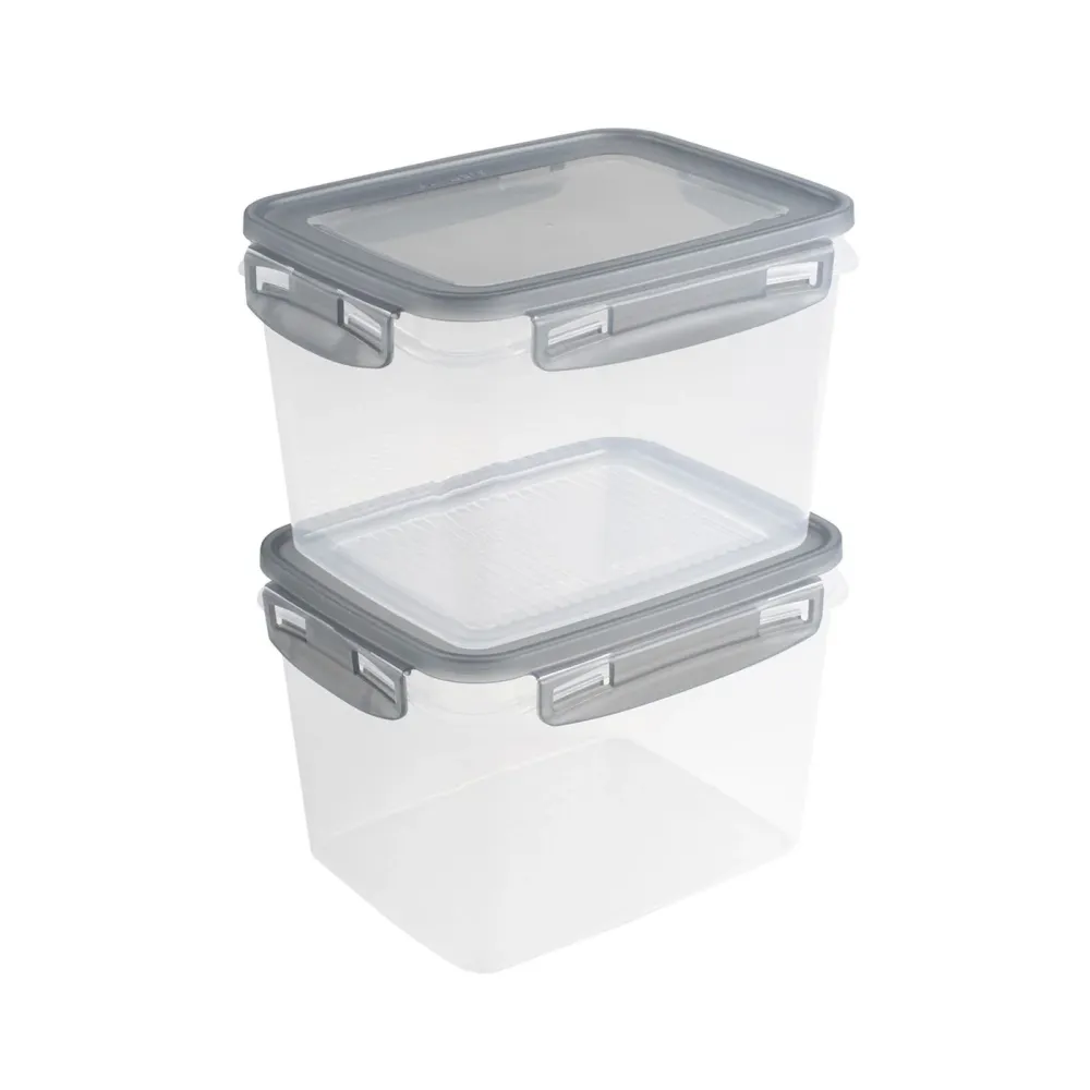 Sunware Club Cuisine diepvriesdozenset met clips set van 2 1,9L transparant grijs