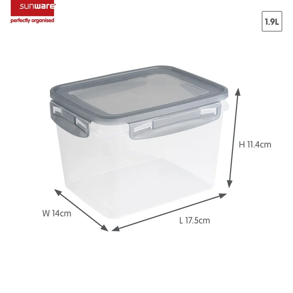 Sunware Club Cuisine diepvriesdozenset met clips set van 2 1,9L transparant grijs