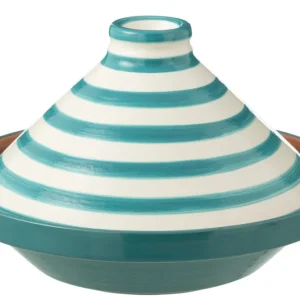 Tagine Granada Strepen Keramiek Wit/Aqua