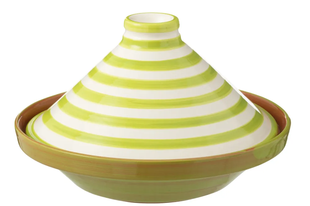 Tagine Granada Strepen Keramiek Wit/Groen