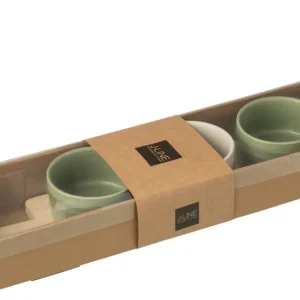 Tapas Service 3 Sets + Houten dienblad Raamdoos Groen/Wit