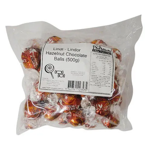 Lindt Lindor Hazelnut Chocolate Balls 500G The Professors