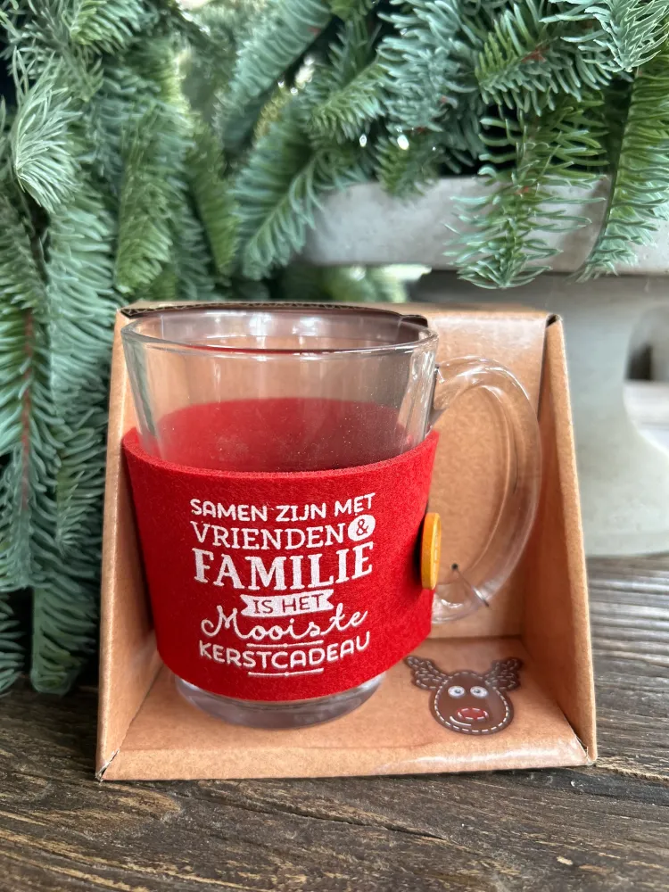 Theeglas met de tekst Samen zijn met Vrienden & Familie is het Mooiste Kerstcadeau