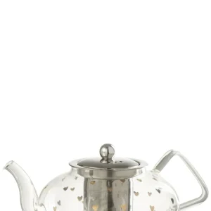 Theepot Hart Glas Transparant/Goud