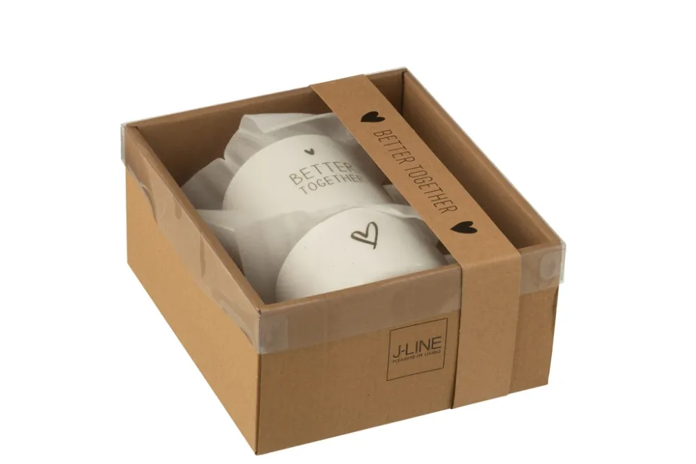 Theepot + Kop Hart Raambox Keramiek Wit